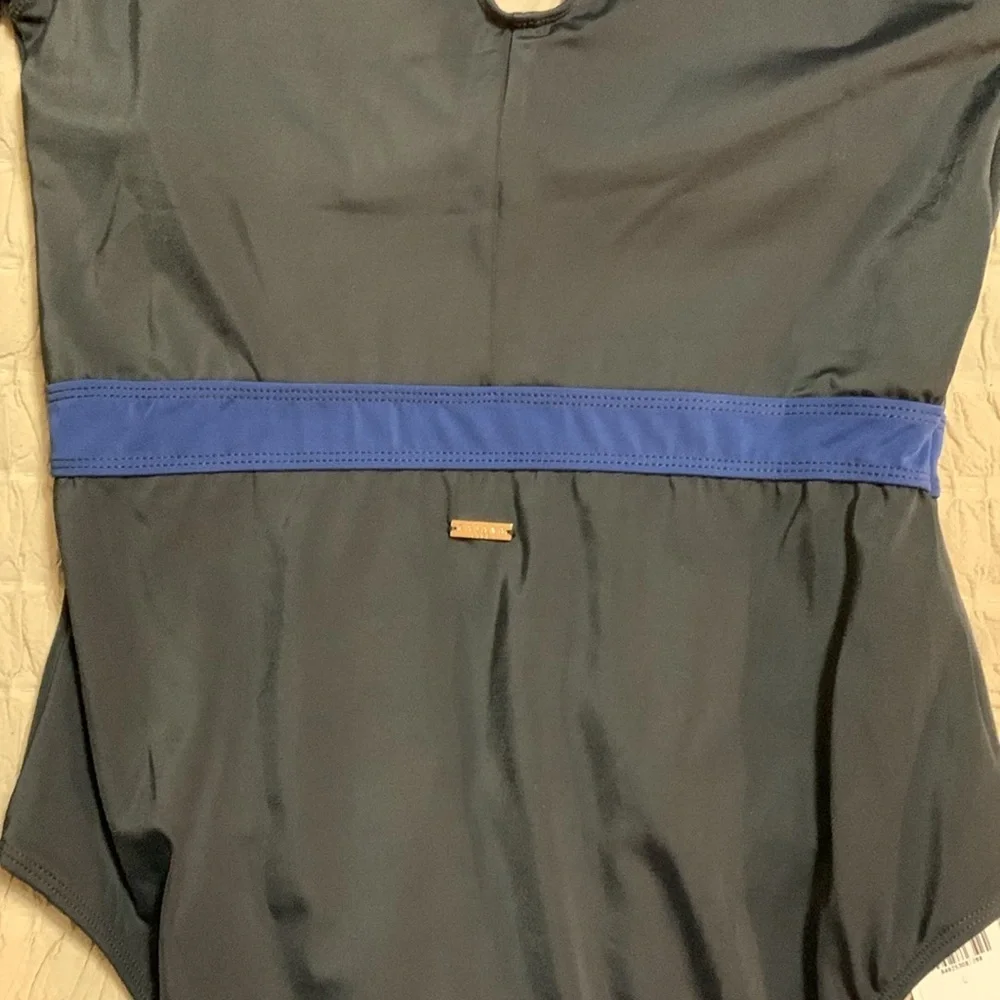 NEW Cabana Life Black Paneled Unisuit Sun Protective One Piece Swimsuit Large